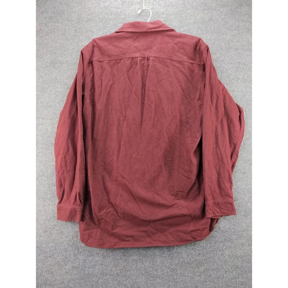 Mens L.L. Bean Chamois Button Up Long Sleeve Shirt SZ L Tall Red 2 Front Pockets - Picture 2 of 10